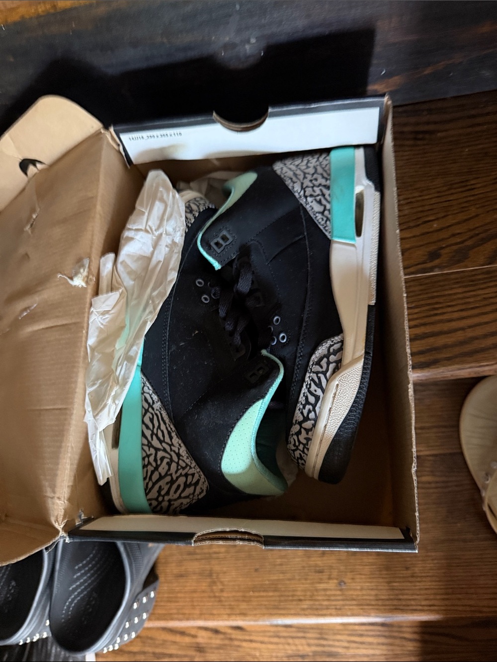 Jordan Black & Teal Retro Sneakers with Elephant Print